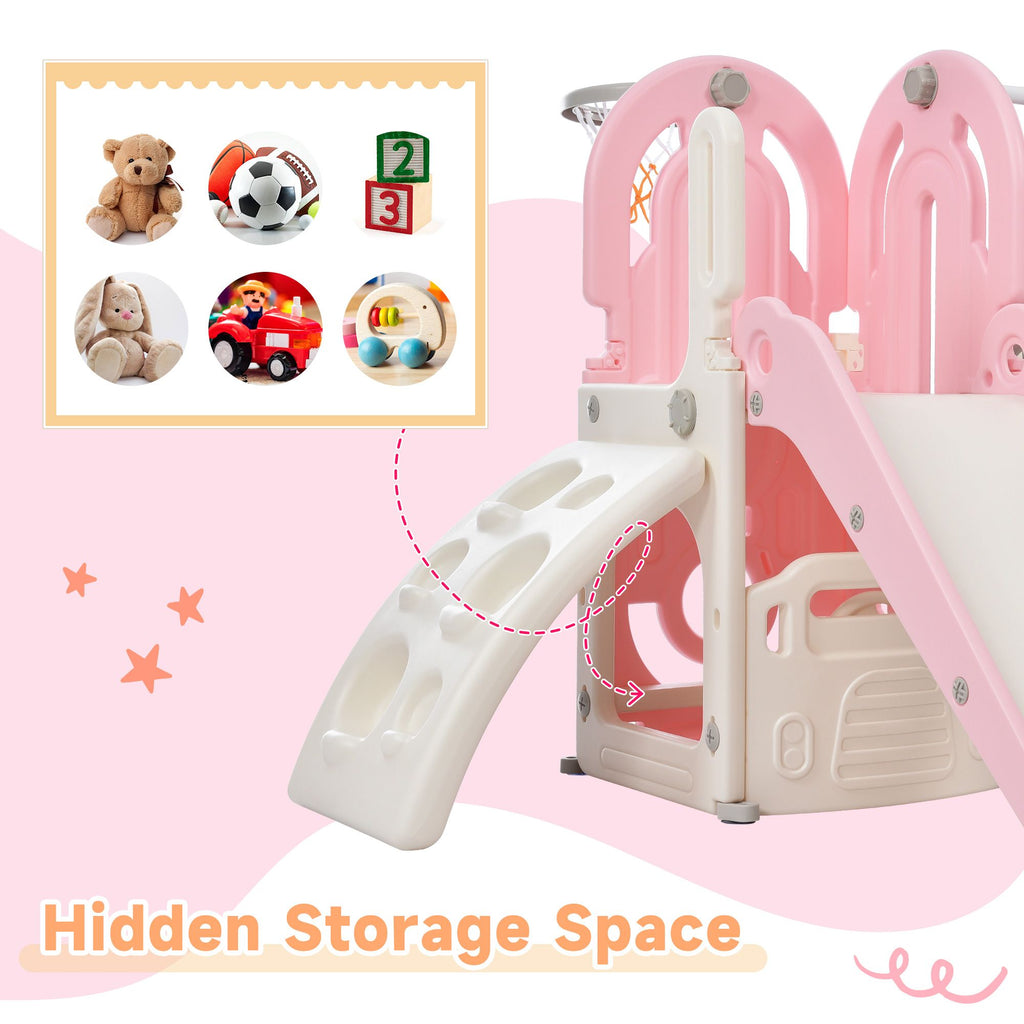 Orien Home - Toddler Climber and Slide Set 4 in 1, Kids Playground Climber Freestanding Slide Playset with Basketball Hoop Play Combination for Babies Indoor & Outdoor