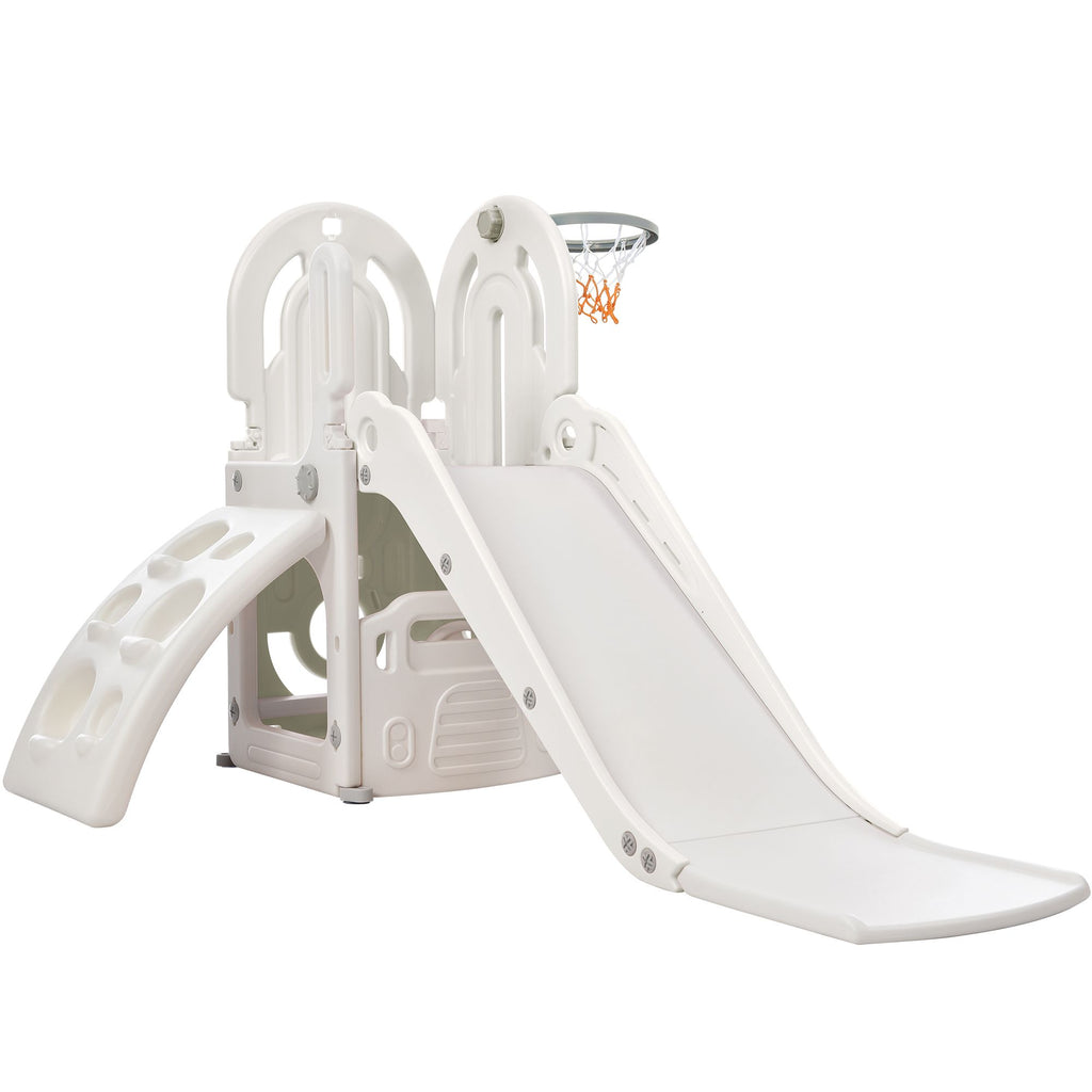 Orien Home - Toddler Climber and Slide Set 4 in 1, Kids Playground Climber Freestanding Slide Playset with Basketball Hoop Play Combination for Babies Indoor & Outdoor