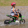 Yeah Depot - Aosom Electric Dirt Bike with Twist Grip Throttle, 24V 350W Off-Road Electric Motorcycle, Up to 15 MPH with Brake, Music Horn, Rear Suspension for Ages 13+ Years, Green