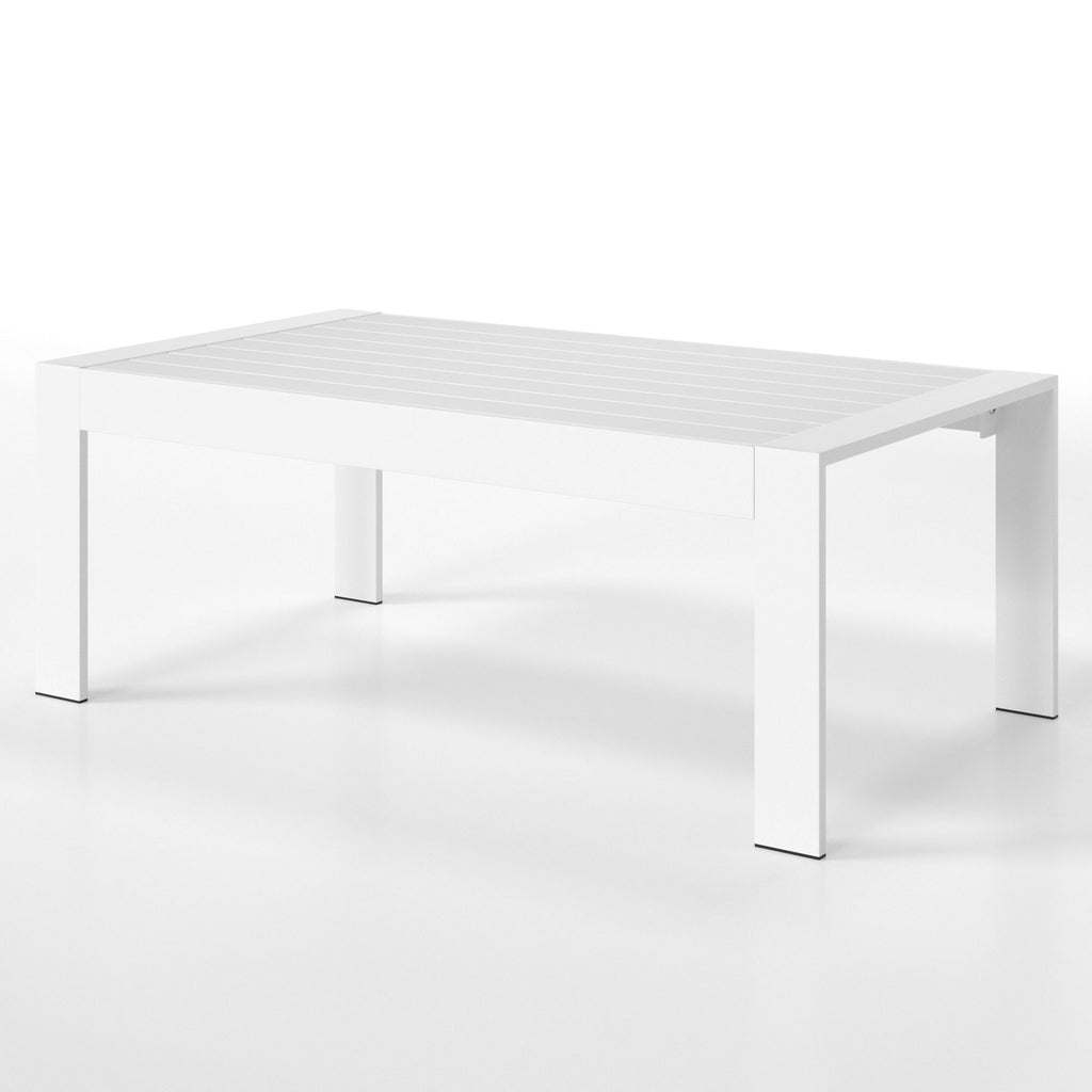 Yeah Depot - All-Weather Aluminum Outdoor Coffee Table, Modern Coffee Table for Outside, Rectangle Patio Coffee Table-White