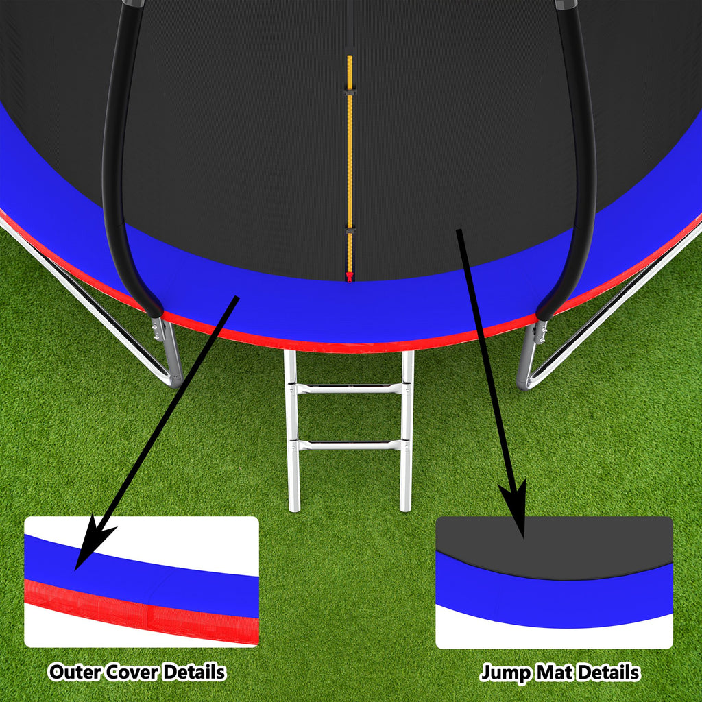Yeah Depot - 12FT Trampoline with Enclosure - Recreational Trampolines with Ladder, ASTM Approval Outdoor Trampoline for Kids