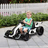 Yeah Depot - Aosom 24V 7.5 MPH Electric Go Kart with Adjustable Seat, Drifting Car Battery Powered Ride on Toy Outdoor with Slow Start, Button Start, Music, Honking Horn, Lights, for 6-12 Years Old, White