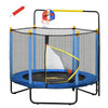 Yeah Depot - Qaba 4.6' Kids Trampoline with Basketball Hoop, Horizontal Bar, 55'' Indoor Trampoline with Net, Small Springfree Trampoline Gifts for Kids Toys, Ages 3-10, Blue