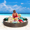 Yeah Depot - Outsunny Kids Outdoor Sandbox with Cover Garden Bed, Easy Assembly Children's Round Sandbox for Backyard, Brown, 48.5'' x 48.5'' x 8.75''