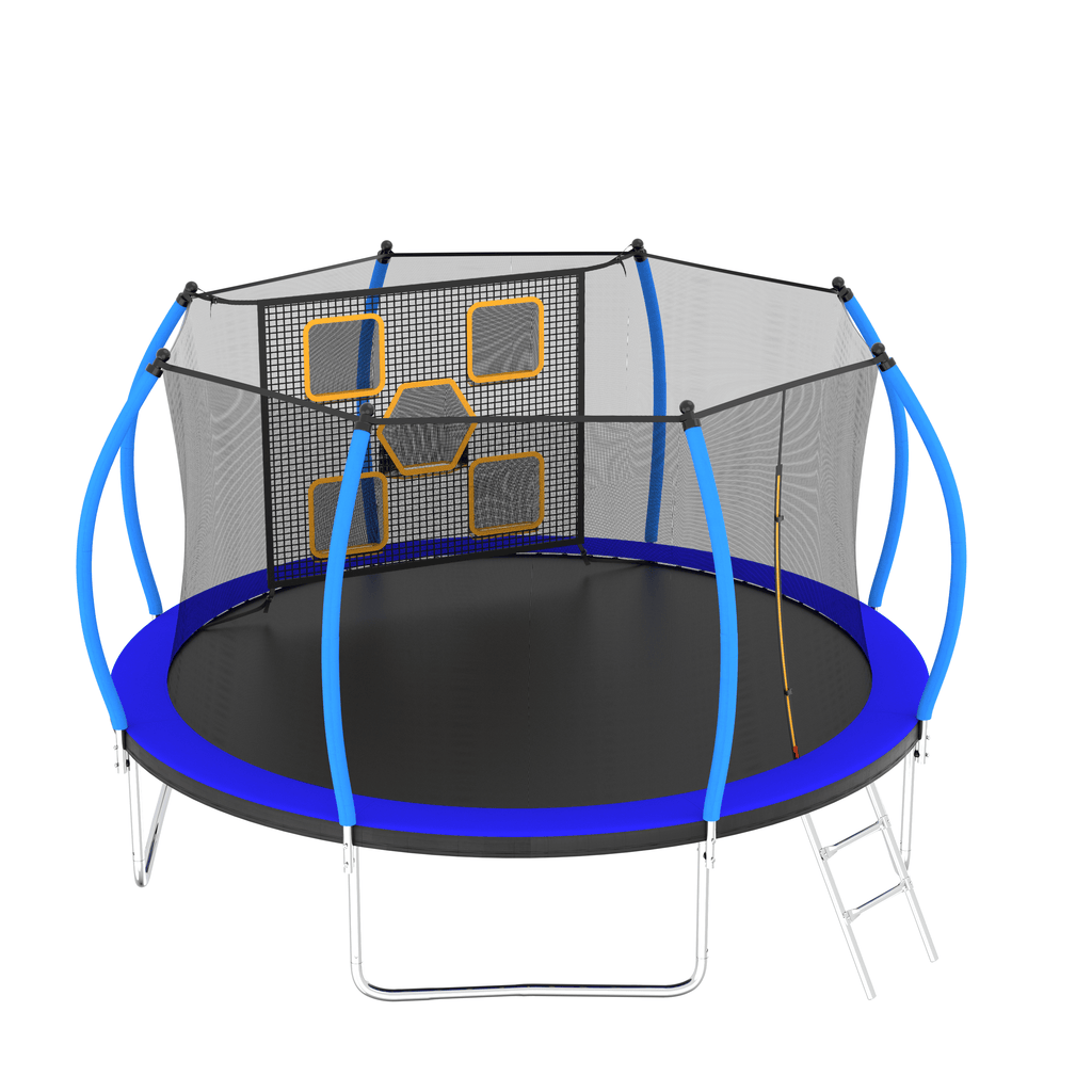 Yeah Depot - 14FT Trampoline with Enclosure - Recreational Trampolines with Ladder, ASTM Approval Outdoor Trampoline for Kids