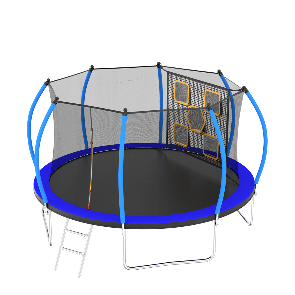 Yeah Depot - 14FT Trampoline with Enclosure - Recreational Trampolines with Ladder, ASTM Approval Outdoor Trampoline for Kids