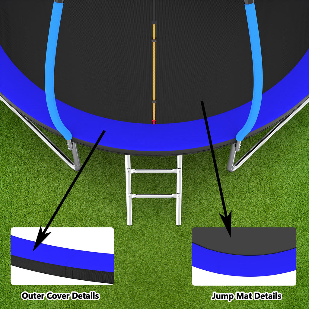Yeah Depot - 14FT Trampoline with Enclosure - Recreational Trampolines with Ladder, ASTM Approval Outdoor Trampoline for Kids