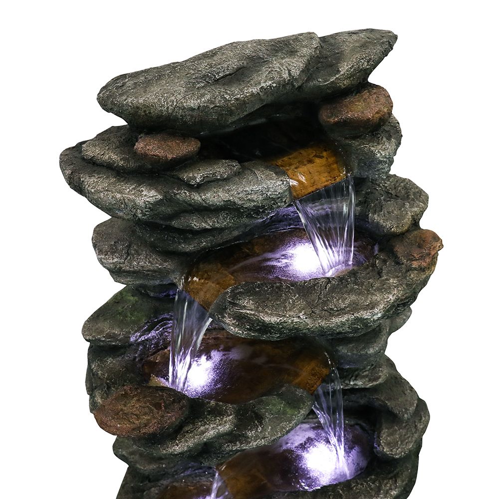 Rcosy - 40inches High Rocks Outdoor Cascading Waterfall with LED Lights