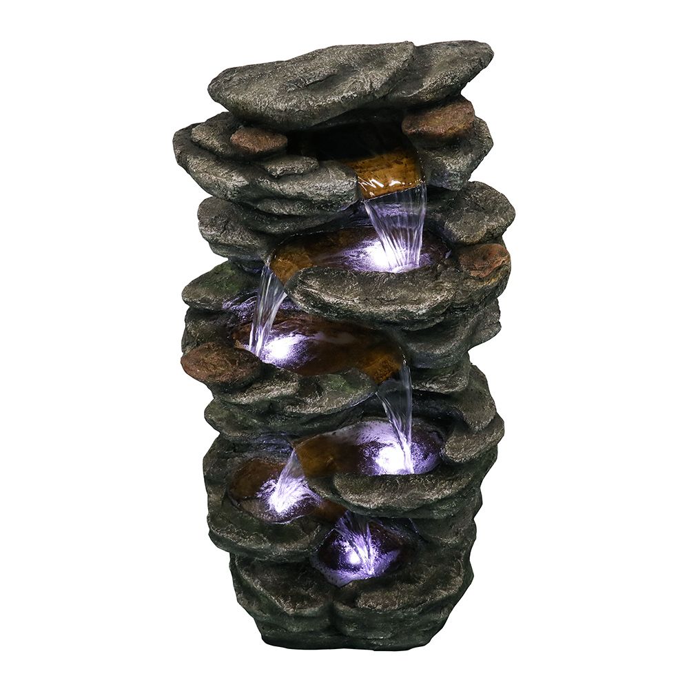 Rcosy - 40inches High Rocks Outdoor Cascading Waterfall with LED Lights