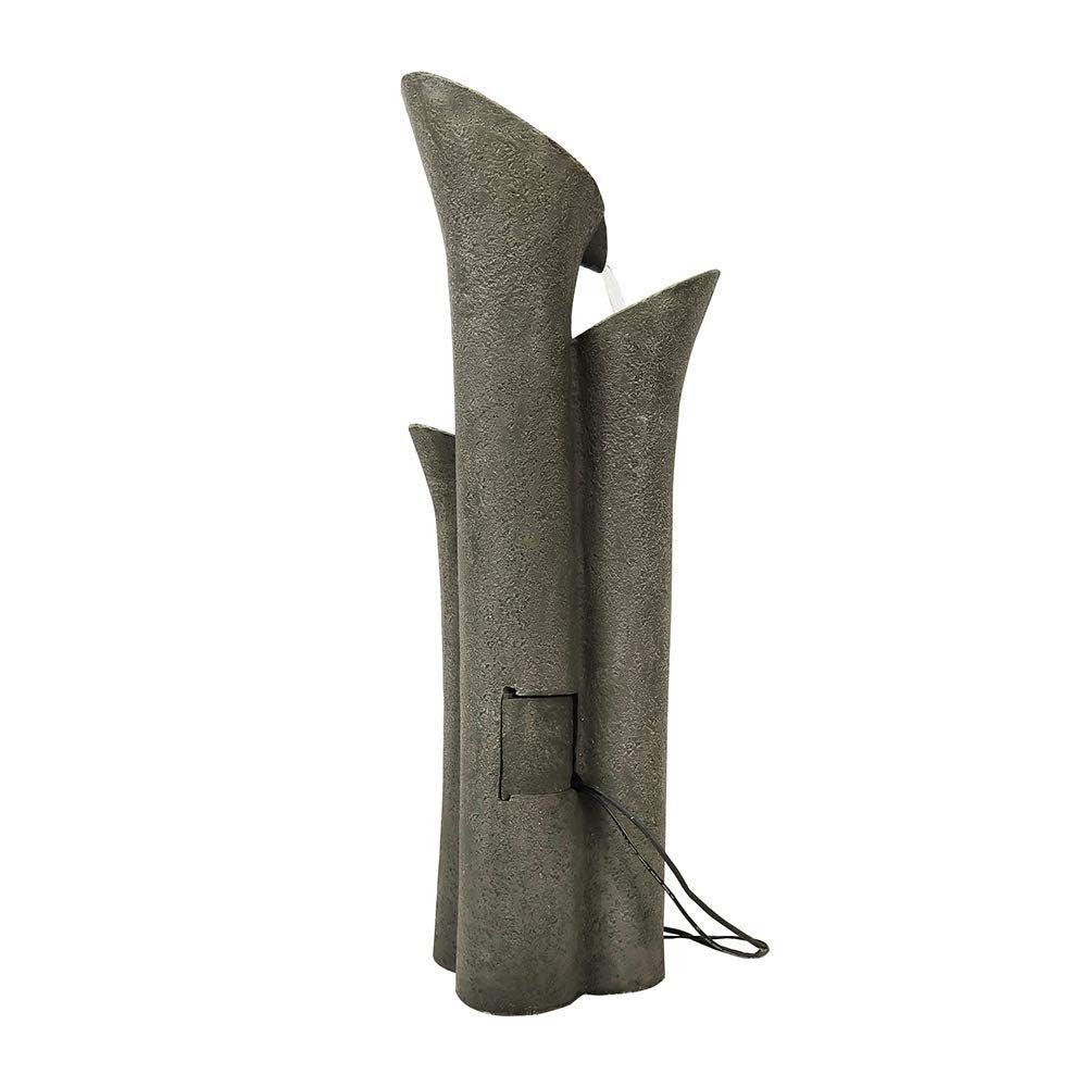 Rcosy - Outdoor Fountain 39.4inches Faux Stone LED Floor-standing Water Fountain