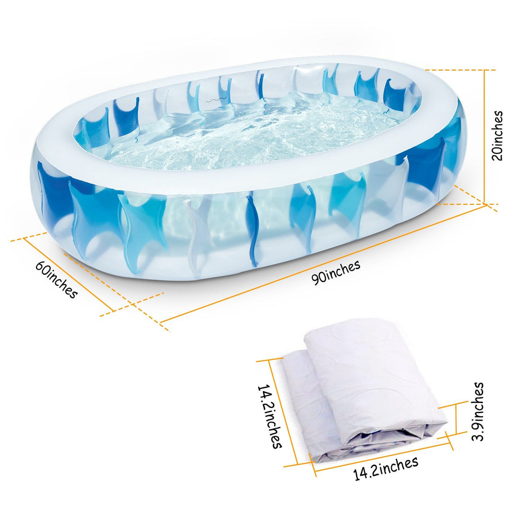 Eggracks by Global Phoenix - 90Ã—60Ã—20In Inflatable Swimming Pool Blow Up Family Pool For Kids Foldable Swim Ball Pool Center