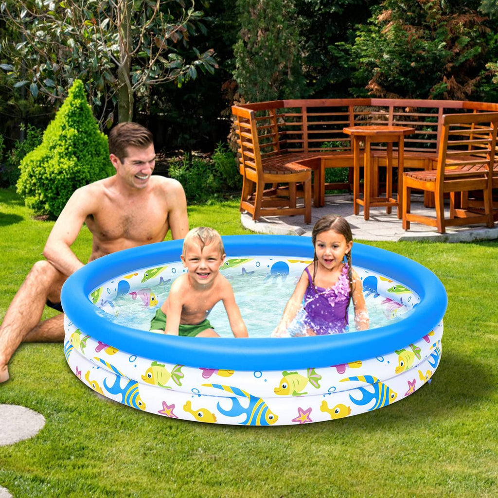 Eggracks by Global Phoenix - 48x10In Inflatable Swimming Pool Blow Up Family Pool For 2 Kids Foldable Swim Ball Pool Center
