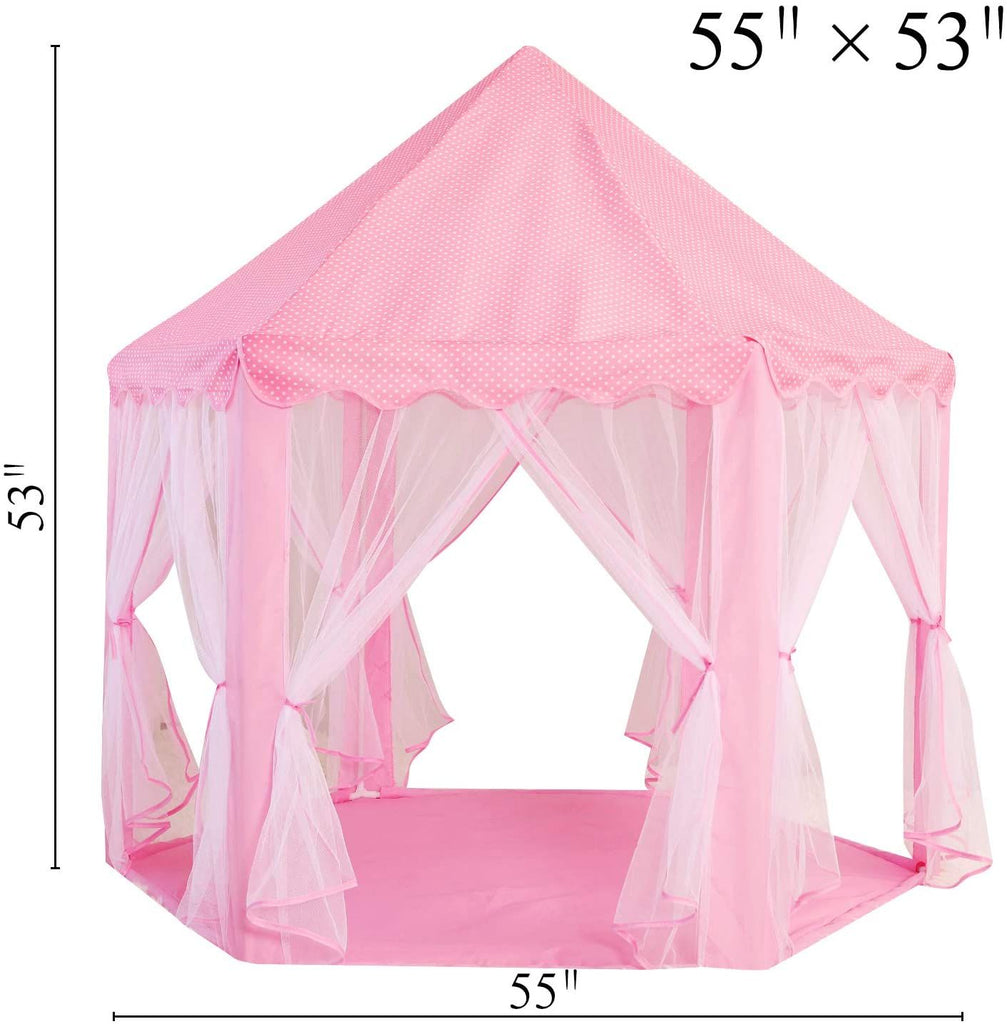 Rcosy - Outdoor Indoor Portable Folding Princess Castle Tent Kids Children Funny Play Fairy House Kids Play Tent(Warm LED Star Lights)