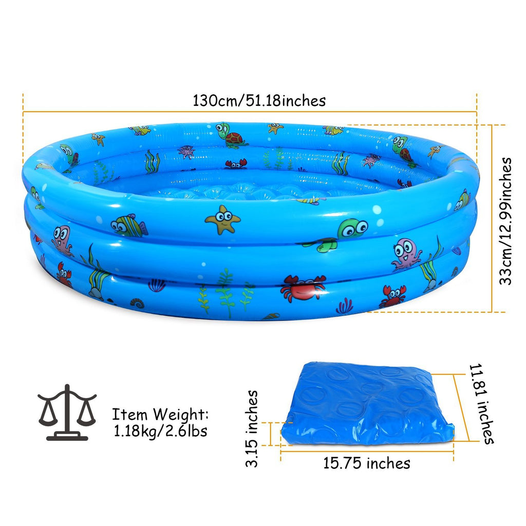Eggracks by Global Phoenix - 51x13In Inflatable Swimming Pool Blow Up Family Pool For 3 Kids Foldable Swim Ball Pool