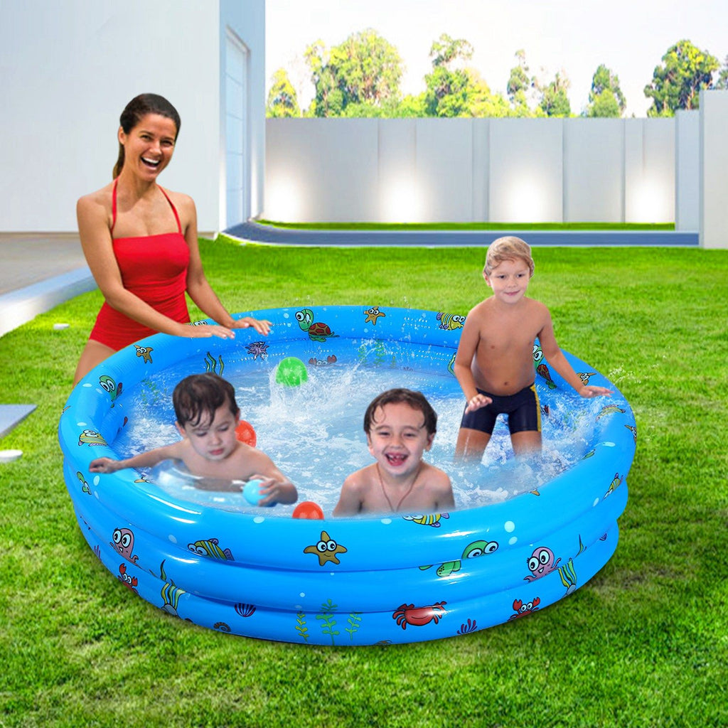 Eggracks by Global Phoenix - 51x13In Inflatable Swimming Pool Blow Up Family Pool For 3 Kids Foldable Swim Ball Pool