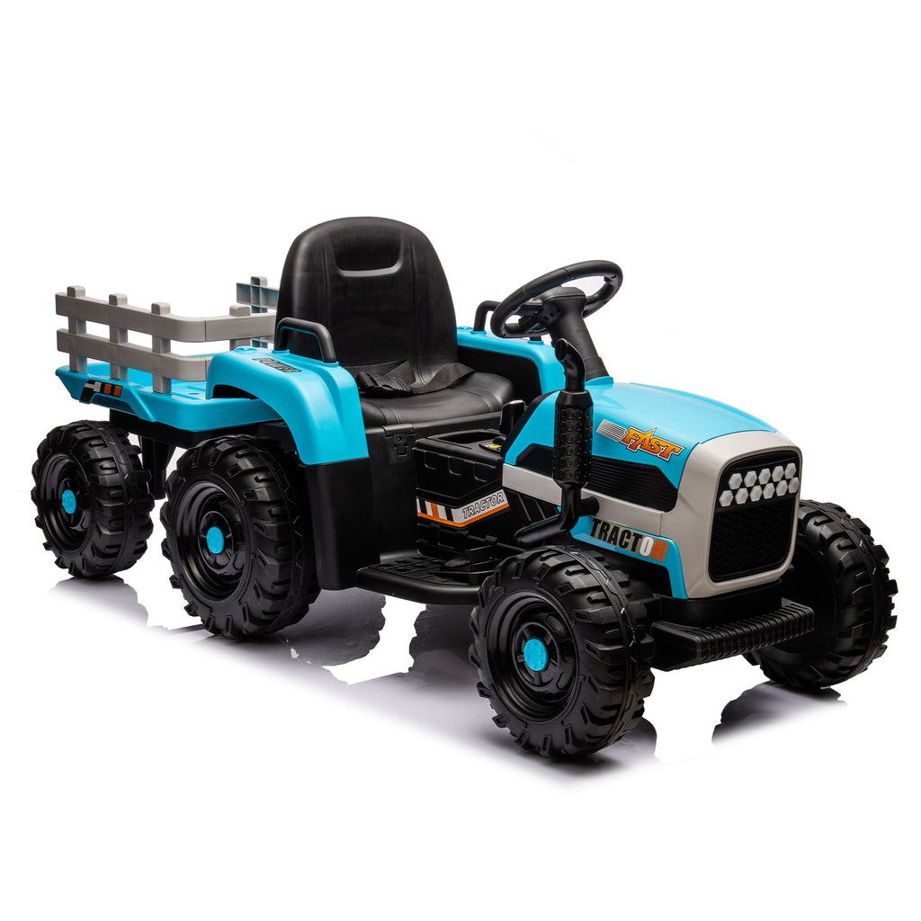 Yeah Depot - Ride on Tractor2.0 with Trailer,24V Battery Powered Electric Tractor Toy, 200w*2motor 1.86-4.97MPH/Remote Control,electric car for kids,Three speed adjustable,USB,MP3 ,Bluetooth,LED light, safety belt