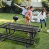 Yeah Depot - 6 ft. Rectangular Outdoor Steel Picnic Table with umbrella pole in Black