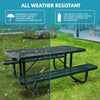 Yeah Depot - 6 ft. Rectangular Outdoor Steel Picnic Table with umbrella pole in Green
