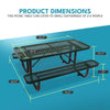 Yeah Depot - 6 ft. Rectangular Outdoor Steel Picnic Table with umbrella pole in Green