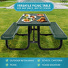 Yeah Depot - 6 ft. Rectangular Outdoor Steel Picnic Table with umbrella pole in Green