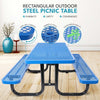 Yeah Depot - 6 ft. Rectangular Outdoor Steel Picnic Table with umbrella pole in Blue