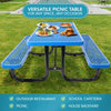 Yeah Depot - 6 ft. Rectangular Outdoor Steel Picnic Table with umbrella pole in Blue