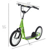 Yeah Depot - Aosom Youth Scooter Kick Scooter for Kids 5+ with Adjustable Handlebar 16'' Front and Rear Dual Brakes Inflatable Wheels, Light Green