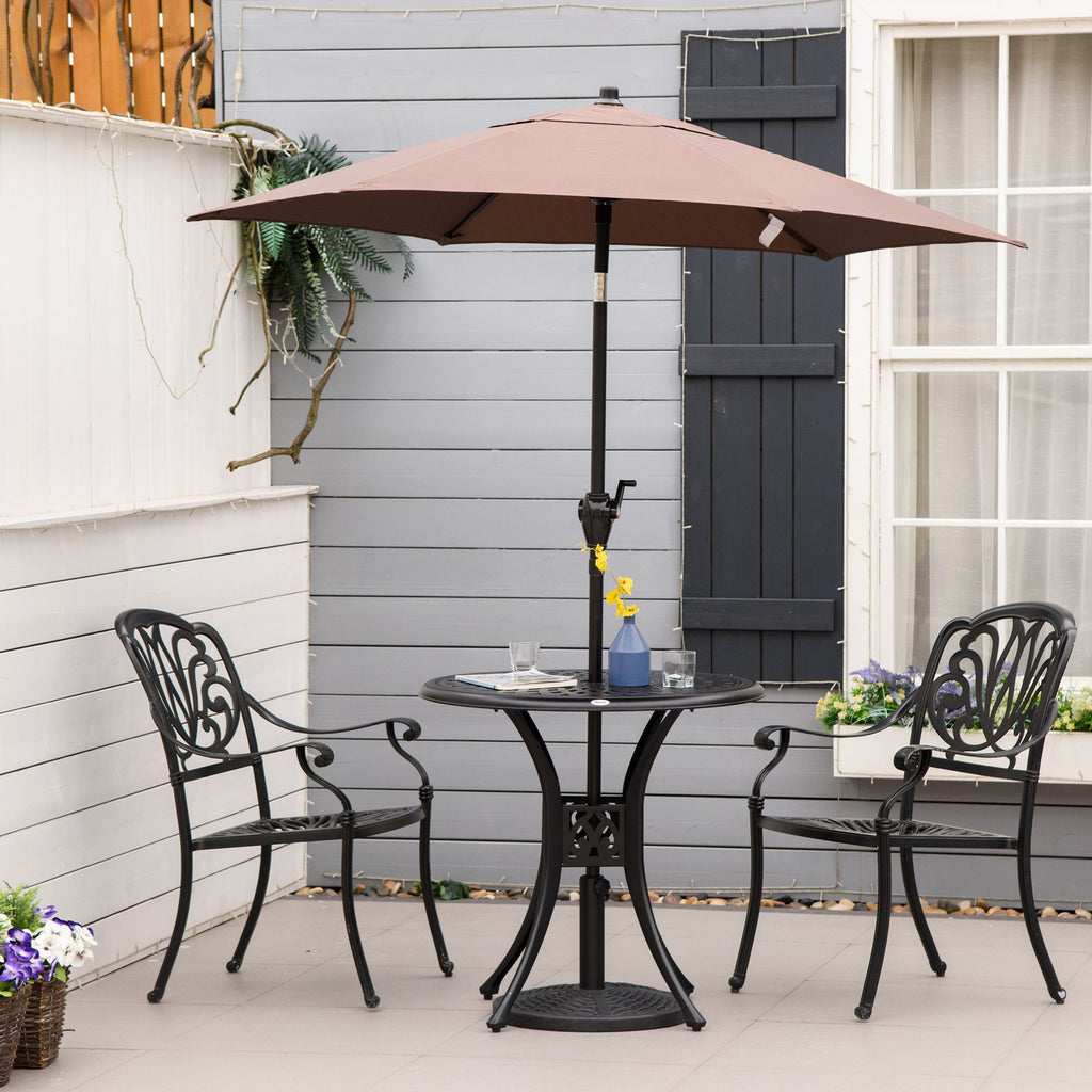 Yeah Depot - Outsunny 30'' Round Patio Dining Table with Umbrella Hole, Antique Cast Aluminum Outdoor Bistro Table Only, Black