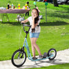 Yeah Depot - Aosom Youth Scooter, Teens Kick Scooter, Adjustable Handlebar Ride On Toy for 5+ with 16'' Front and 12'' Rear Dual Brakes Inflatable Wheels, Blue