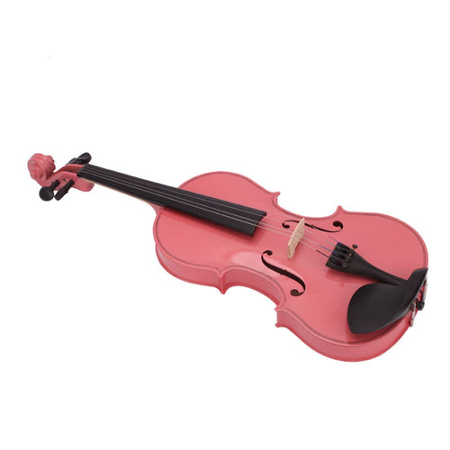inQ Boutique - Full Size 4/4 Acoustic Violin Set,Beginner Violin Vintage Solid Wood Violin Starter Kit with Carrying Case,Bow and Rosin (Pink) RT