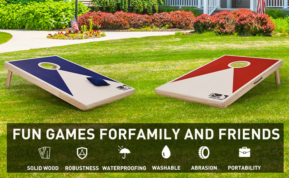 Yeah Depot - Solid Wood Premium Cornhole Set - 3 Feet x 2 Feet Game Boards, Includes Set of 8 Corn Hole Toss Bags
