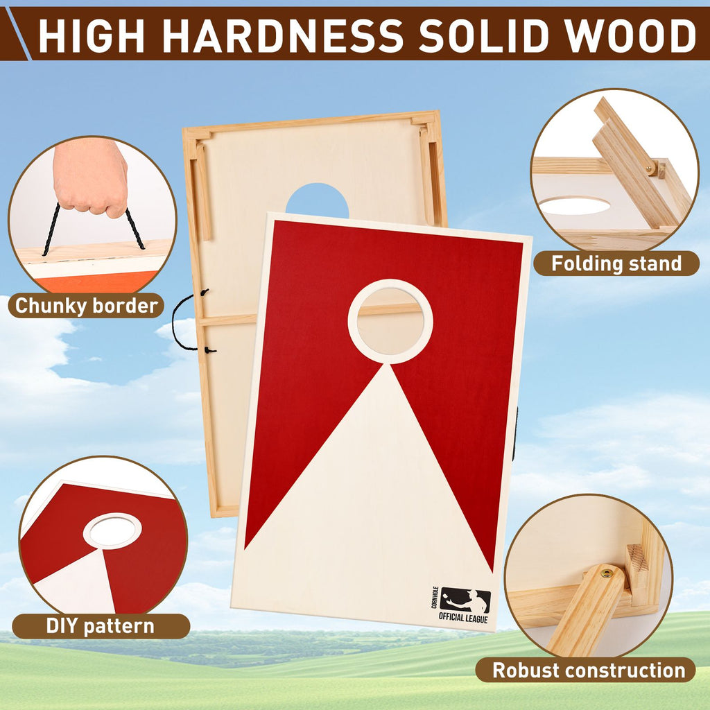 Yeah Depot - Solid Wood Premium Cornhole Set - 3 Feet x 2 Feet Game Boards, Includes Set of 8 Corn Hole Toss Bags