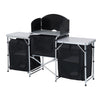 Yeah Depot - Outsunny Aluminum Portable Camping Kitchen Fold-Up Cooking Table With Windscreen and 3 Enclosed Cupboards for BBQ, Party, Picnics, Backyards
