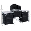 Yeah Depot - Outsunny Aluminum Portable Camping Kitchen Fold-Up Cooking Table With Windscreen and 3 Enclosed Cupboards for BBQ, Party, Picnics, Backyards