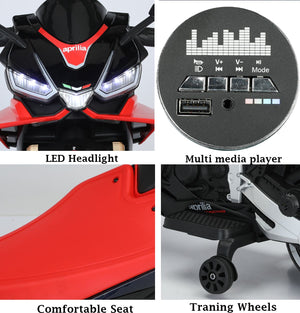 Yeah Depot - Kids Ride On Motorcycle 2MPH Top Speed,Motorbike Electric,Ride On Motorcycle for Kids with Shock Absorber/Training Wheels/Realistic Music&Sound-Black