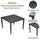 Yeah Depot - Outdoor Patio Aluminum 40''x40'' Square Dining Table with Tapered Feet & Umbrella Hole, Ember Black