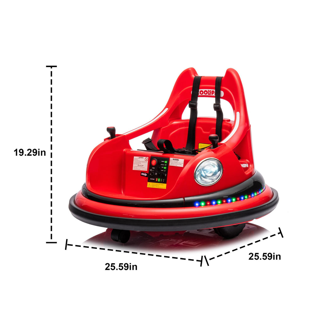Yeah Depot - 12V ride on bumper car for kids,electric car for kids,1.5-5 Years Old,W/Remote Control, LED Lights, Bluetooth & 360 Degree Spin, Vehicle body with anti-collision padding
Five-point Safety Belt,2wd