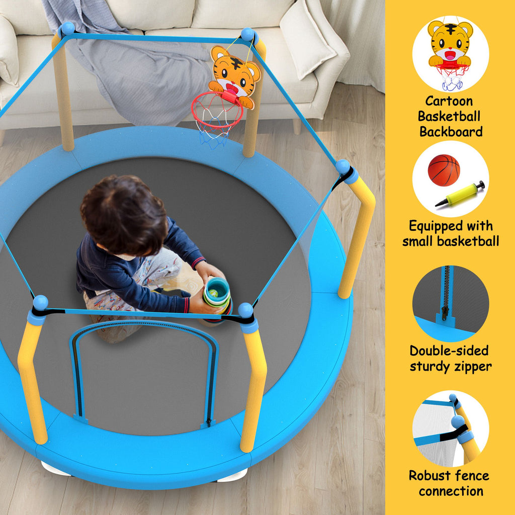 Yeah Depot - 55-inch Trampoline for Kids Indoor & Outdoor Small Toddler Trampoline with Basketball Hoop