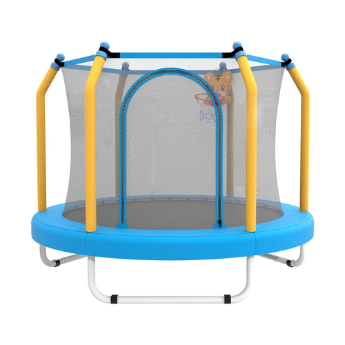 Yeah Depot - 55-inch Trampoline for Kids Indoor & Outdoor Small Toddler Trampoline with Basketball Hoop