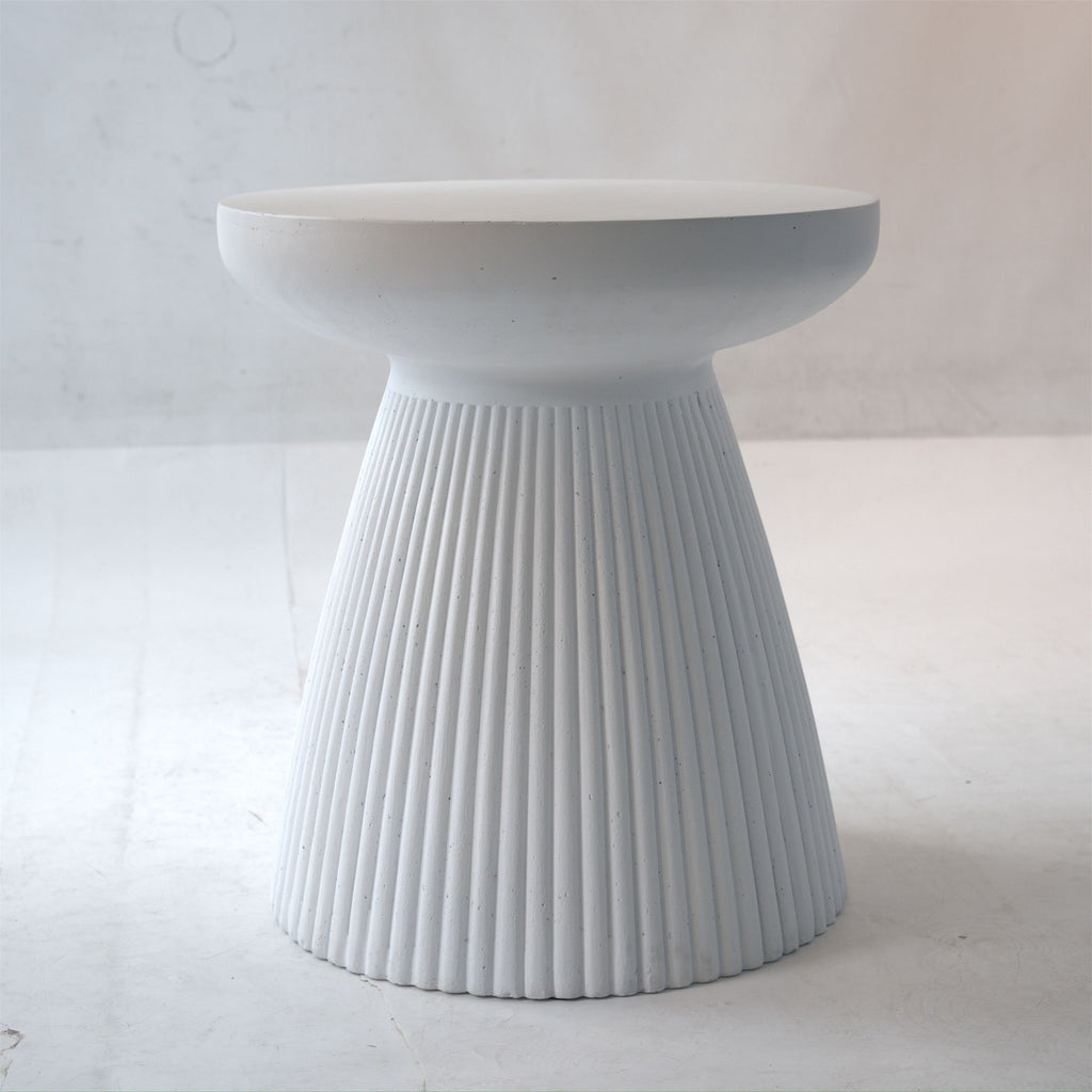 Yeah Depot - Decorative Garden End Table, 20.3'' H Modern Heavy Duty Patio Sturdy Faux Terrazzo Accent Table Side Table Plant Table for Indoor Outdoor, Faux White