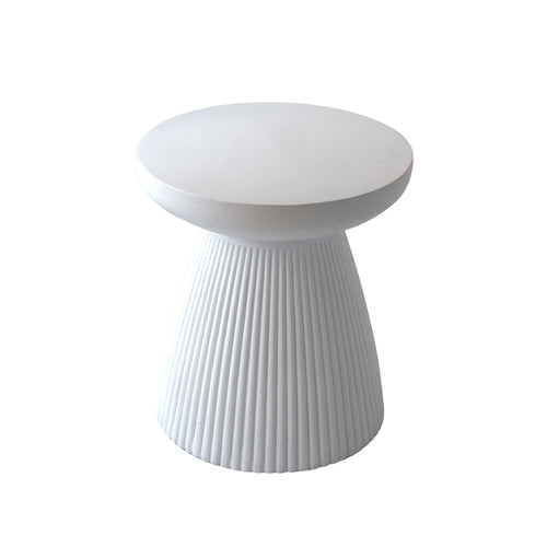 Yeah Depot - Decorative Garden End Table, 20.3'' H Modern Heavy Duty Patio Sturdy Faux Terrazzo Accent Table Side Table Plant Table for Indoor Outdoor, Faux White