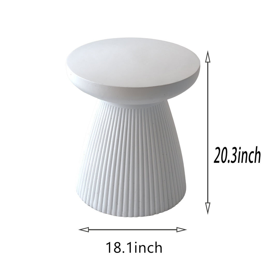 Yeah Depot - Decorative Garden End Table, 20.3'' H Modern Heavy Duty Patio Sturdy Faux Terrazzo Accent Table Side Table Plant Table for Indoor Outdoor, Faux White