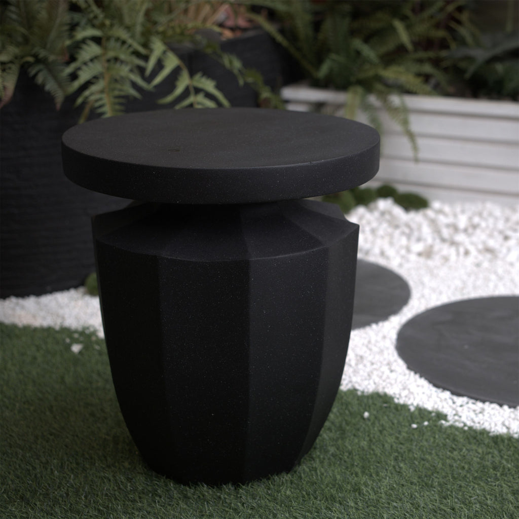Yeah Depot - Decorative Garden End Table, 20.3'' H Modern Heavy Duty Patio Sturdy Faux Terrazzo Accent Table Side Table Plant Table for Indoor Outdoor