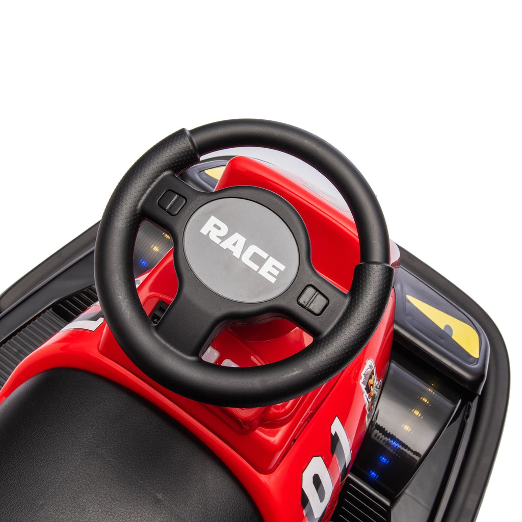 Yeah Depot - 12V Kids Ride On Motor Bumper Car,integrating system,Rotate 360 degrees in place,Collision triggers sound effects and lights,Four-wheel waterfall light,Cute appearance design for kids aged 3-5.