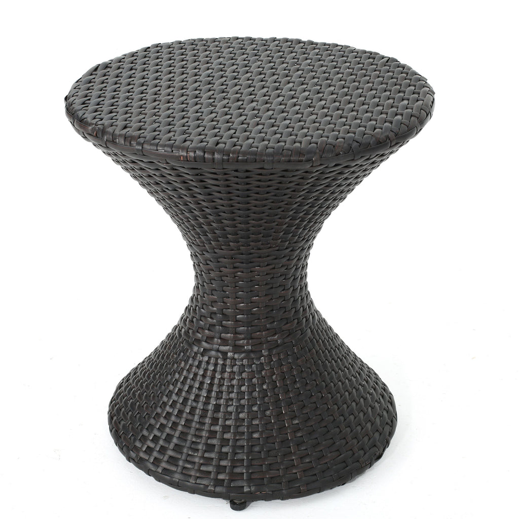 Yeah Depot - Outdoor 16-inch Multi-brown Wicker Hourgla Side Table