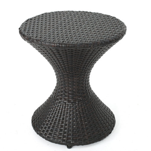 Yeah Depot - Outdoor 16-inch Multi-brown Wicker Hourgla Side Table