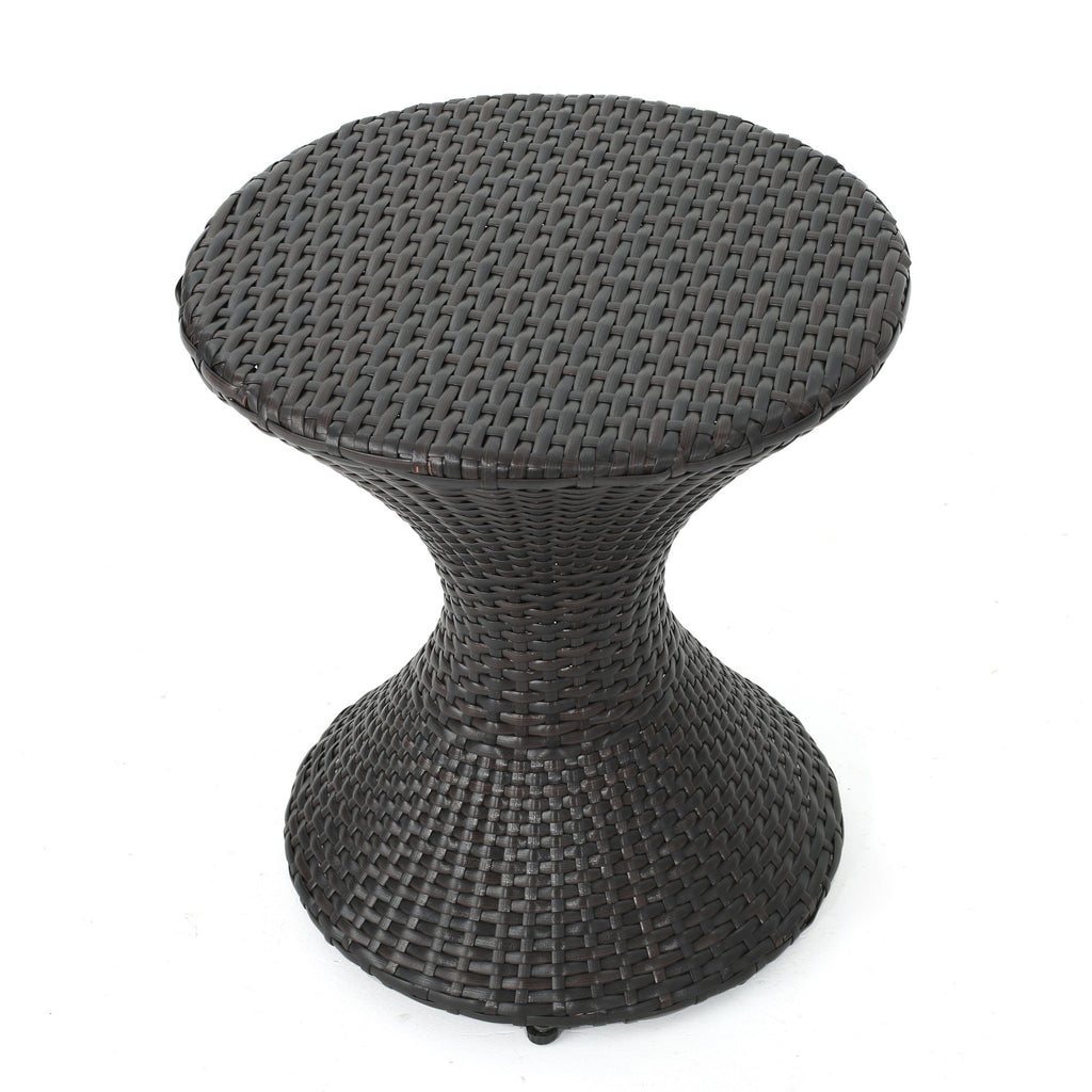 Yeah Depot - Outdoor 16-inch Multi-brown Wicker Hourgla Side Table