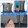 Yeah Depot - 12FT Trampoline with Enclosure - Recreational Trampolines with Ladder and Anti Rust Coating, Pumpkin-shaped Trampoline with Slide and Basket Board, ASTM Approval Outdoor Trampoline for Kids