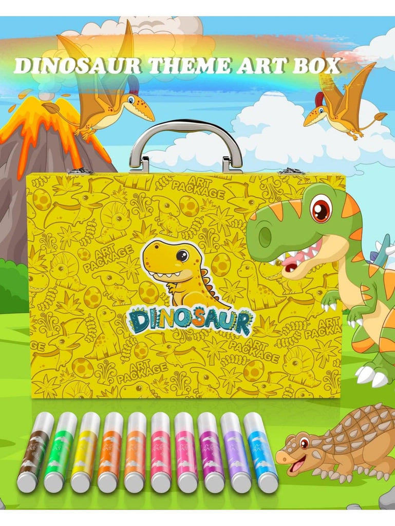 Kai Sheng Rui Store - Dinosaur Art Box-Dinosaur art kits are included in this portable, high-quality box. The nice and fun cover attracts kids and inspires them to get their hands dirty. Every child is a little artist!