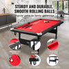 VEVOR Billiards Table, 7 ft Pool Table, Portable Foldable Space-Saving Table, Billiard Table Set Includes Balls, Cues, Chalks and Brush, Black with Red Cloth, Perfect for Family Game Room Kids Adults